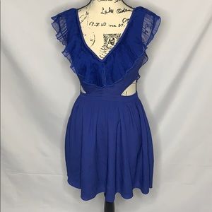 Ark & Co Pretty Blue Dress Cut Outs Ruffled